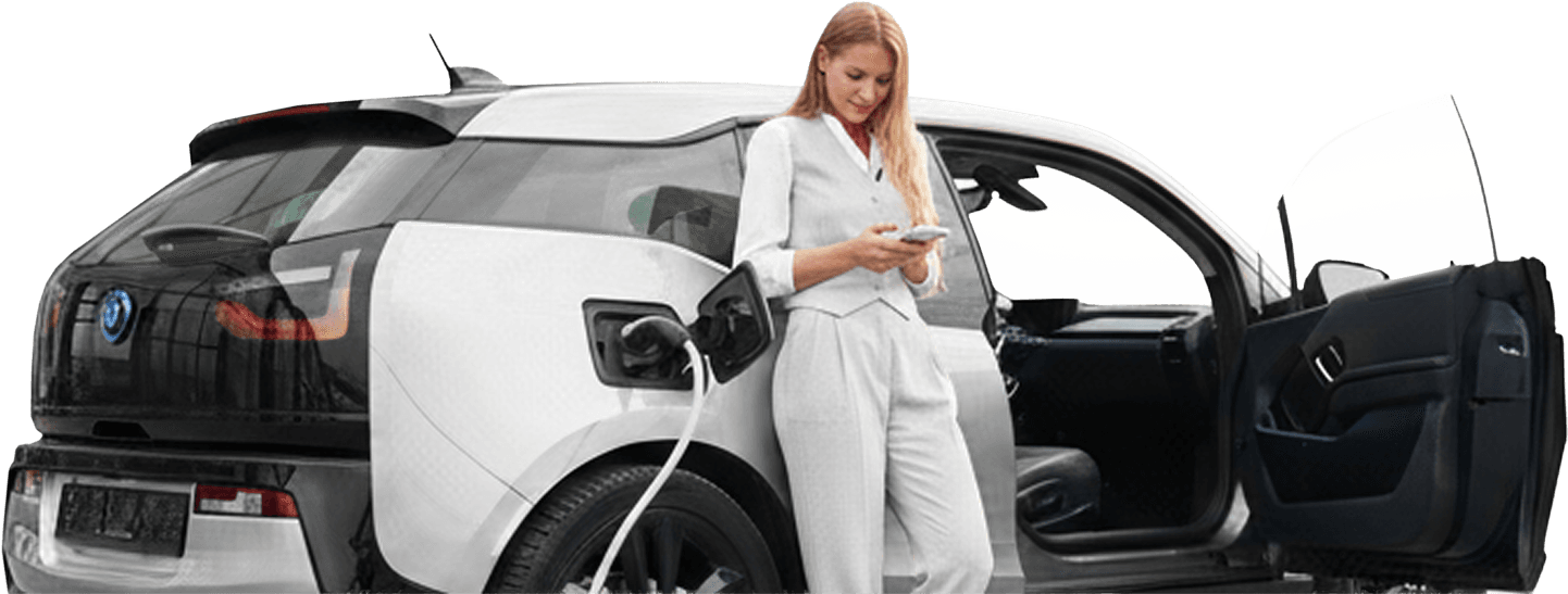 Shopper browsing electric cars on a phone